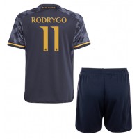 Real Madrid Rodrygo Goes #11 Bortaställ Barn 2023-24 Korta ärmar (+ Korta byxor)
